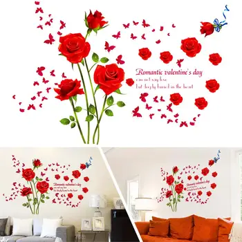 

Romantic Rose Flower Self Adhesive Wall Sticker Bedroom Art Mural Decal Decor