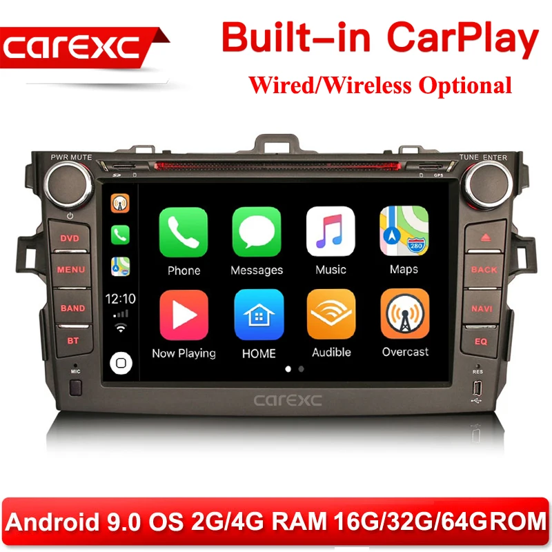 CarExc Android 9 0 автомобильный Muiltmedia плеер с CarPlay для Toyota Corolla 2007 2008 2009 2010 2011