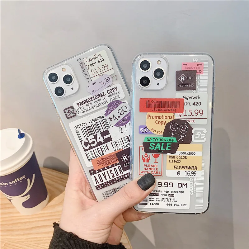

Luxury stamp label Phone Case For Samsung Note 10 plus 8 9 s10e s9 s8 s7 S10 A5 A8 A30 A50 A80 A90 Funny Cute barcode Soft Cover