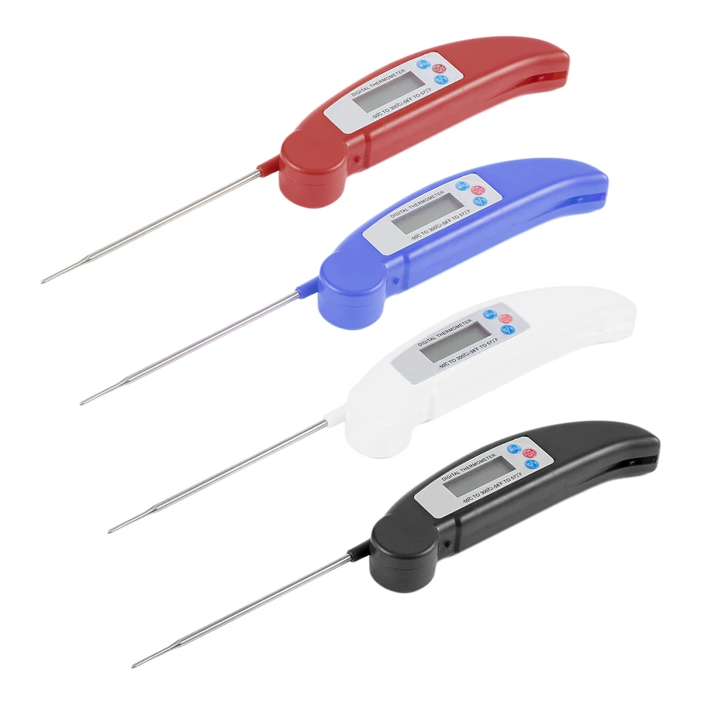 1Pcs Ultra Instant Read Foldable BBQ Thermometer LCD Digital Cooking Thermometer Auto-Off Probe Mini Folding Meat Thermometer