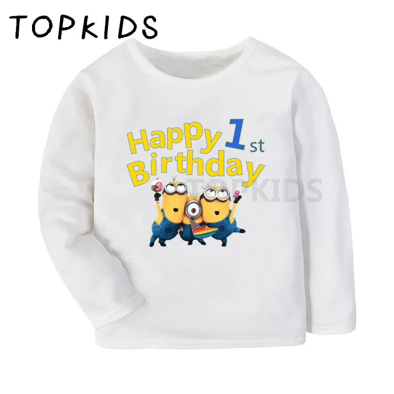 Г., футболка для мальчиков и девочек с изображением миньонов и цифр 1-11 Детская футболка с длинными рукавами милая забавная одежда для малышей LKP2451 - Color: A