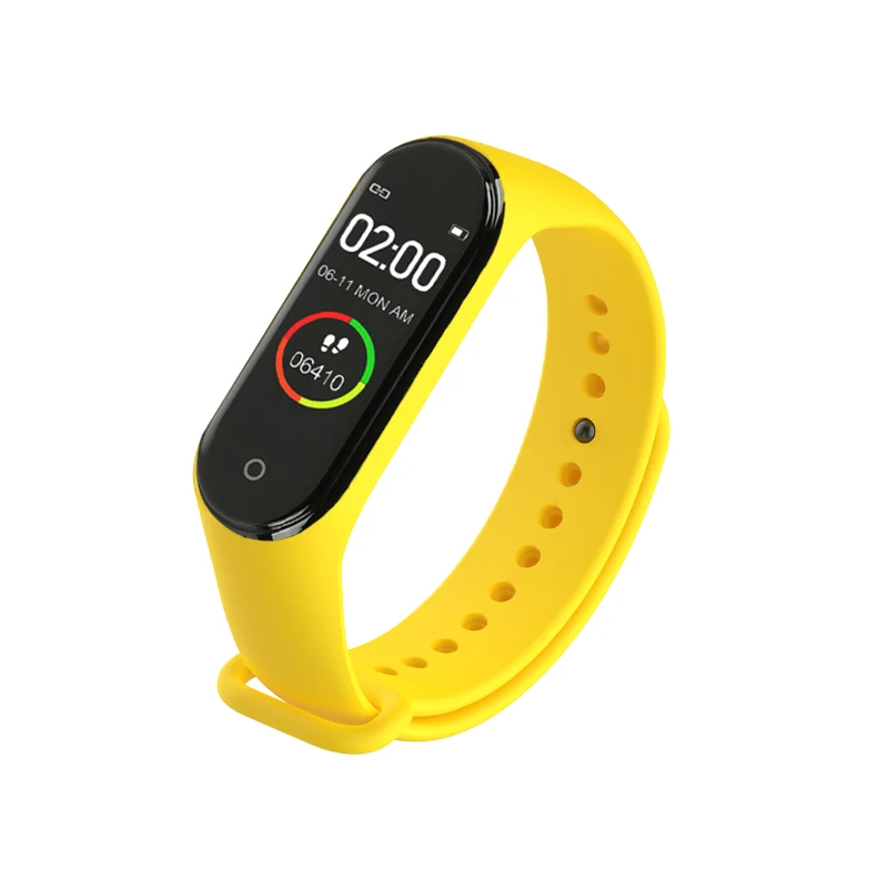 Умный браслет с цветным экраном M4, фитнес-трекер, счетчик шагов, измеритель артериального давления, умный водонепроницаемый спортивный браслет для Android IOS - Цвет: Yellow