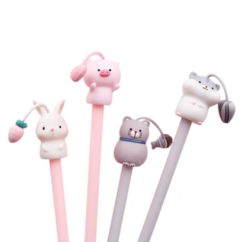 

4 Pcs/Lot Soft Animal Cat Rabbit Hamster Gel Pen Signature Pen School Stationery School Office Supply Gift