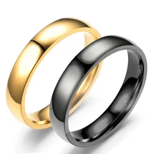 Mode-sieraden Eenvoudige Glossy Spiegel Titanium Stalen Ring Paar Ring voor vrouwen mannen(China)