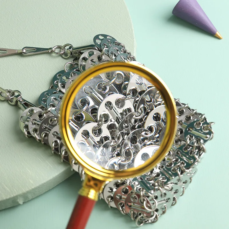 Luxury Designer Women Bags Pure Metal Sequins Chain Woven Bag Hollow Evening Bags Clutch Female Travel Holiday Shoulder Bag