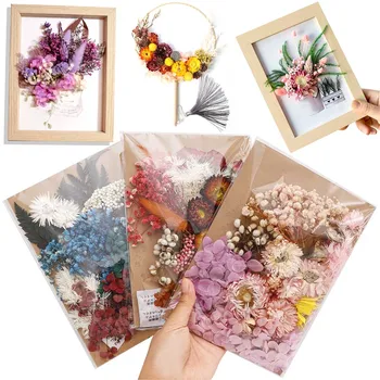 

Real dried flowers for home decoration Wedding Birthday Decoration DIY Frame Double-Sided Glass Frame Desktop Ornaments