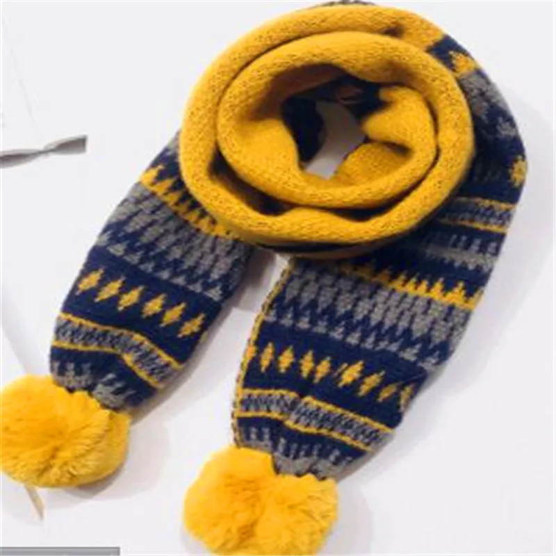 Qiu dong han edition knitted children's collar boy girl scarf color matching baby winter more national wind in winter to BKX458 - Цвет: BKX458-ginger