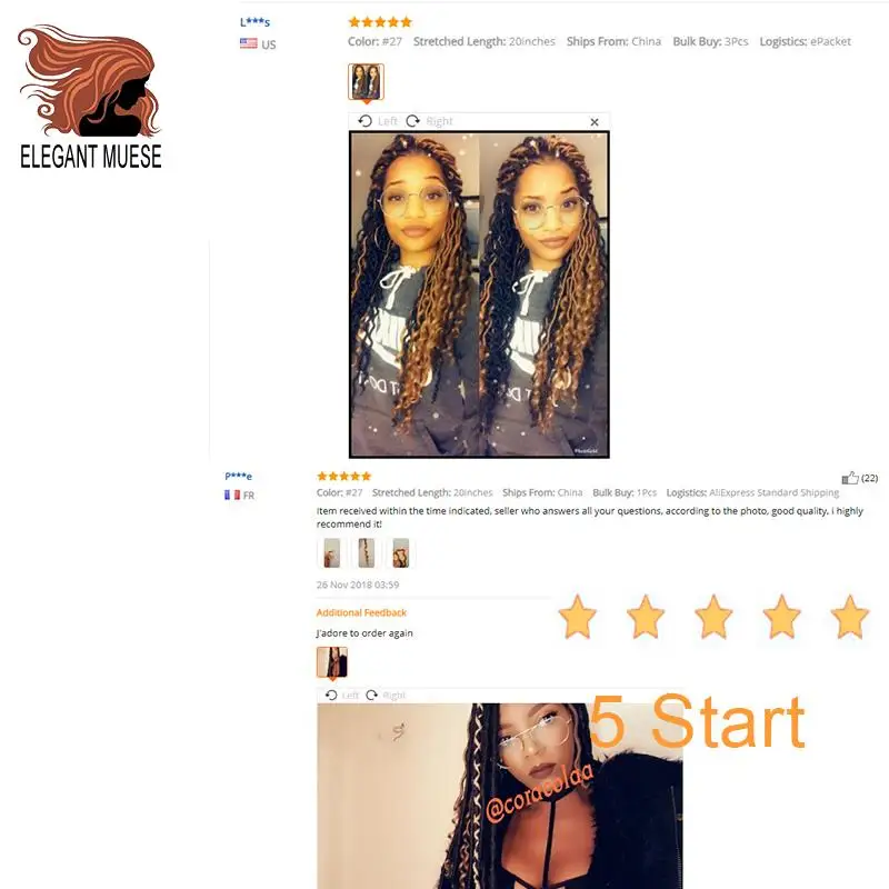 Элегантные Музы богемные вязанные косички Faux locs Curly вязанные волосы 18 дюймов 24 пряди Омбре косички для наращивания синтетические волосы