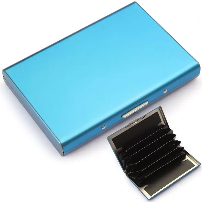 Мода RFID Блокировка Кредитная карта ID держатель Тонкий Деньги мужской кошелек для путешествий из нержавеющей стали кошельки - Цвет: BL