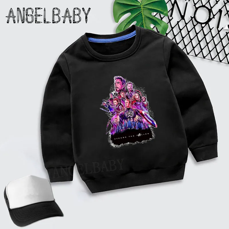 Autumn Children Hoodies Baby Boys Girls Sweatshirts Avengers 4 Endgame Marvel Long Sleeves Sweater Kids Sportswear,KYT5277 - Цвет: 5277A-Black