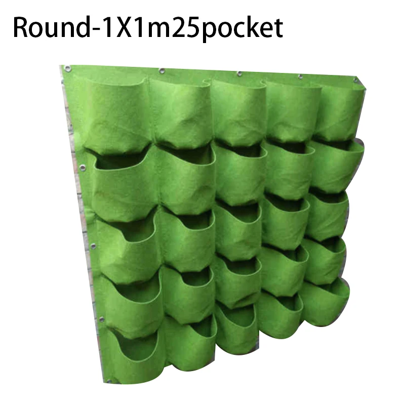 Round-1X1m25pocket Настенный посадки сумки ящик для комнатных растений, вертикальный в виде садовых овощей жизни сумка 9/18/25/36/49/56/64 карманы зеленый мешок расти для дома и сада - Цвет: Round-1X1m25pocket