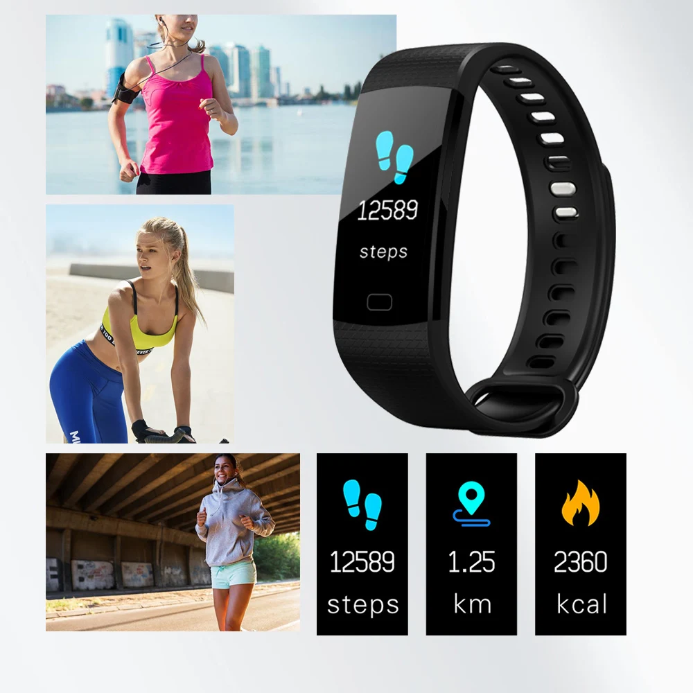 Bluetooth умный Браслет цветной экран Y5 Smartband монитор сердечного ритма измерения артериального давления для мужчин t фитнес-трекер Смарт-часы для мужчин