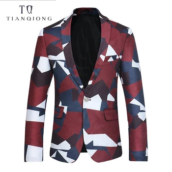 

TIAN QIONG Blazer Men 2019 New Slim Fit Mens Multicolor Pattern Casual Suit Jacket 3XL 4XL Party Wedding Groom Prom Blazers