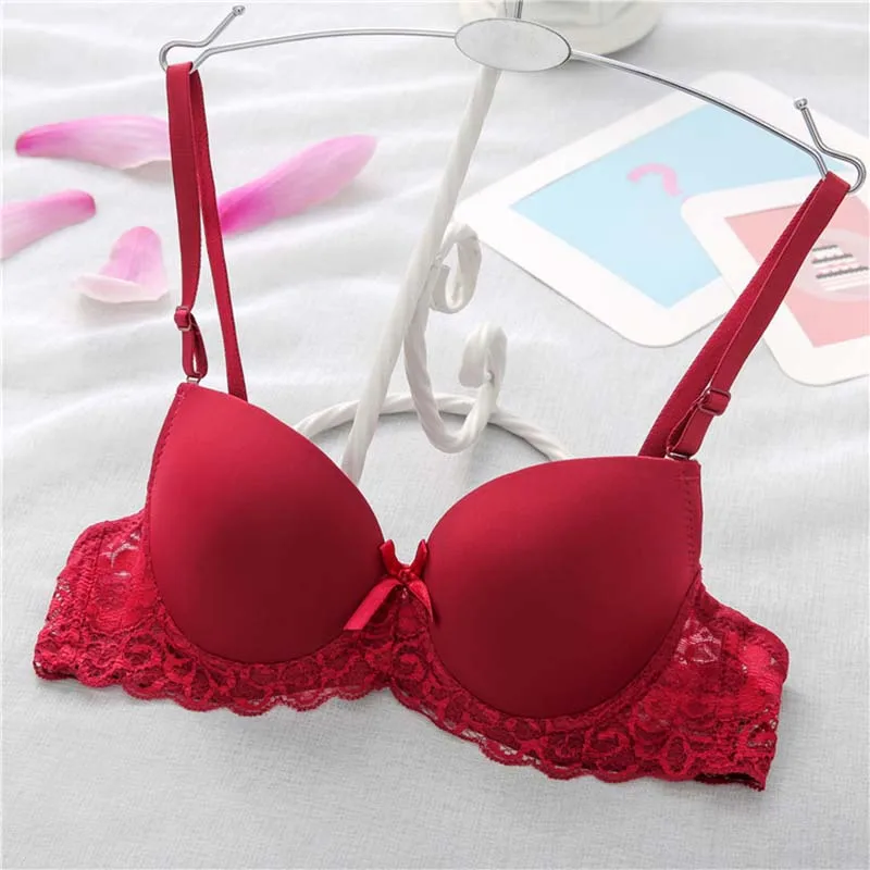 Bra for Women Push up Small Size Breast Holding Upper Support Medium  Thickness2cmNew Popular Adjustable Lace Wireless Underwear - AliExpress