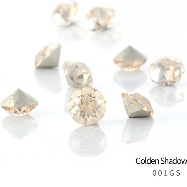 50pcs Crystal Stones Round Shape DIY Accessories Pointback Glass Strass 4mm Small Size Glue On Nails Rhinestones Crystal Rivoli Golden Shadow