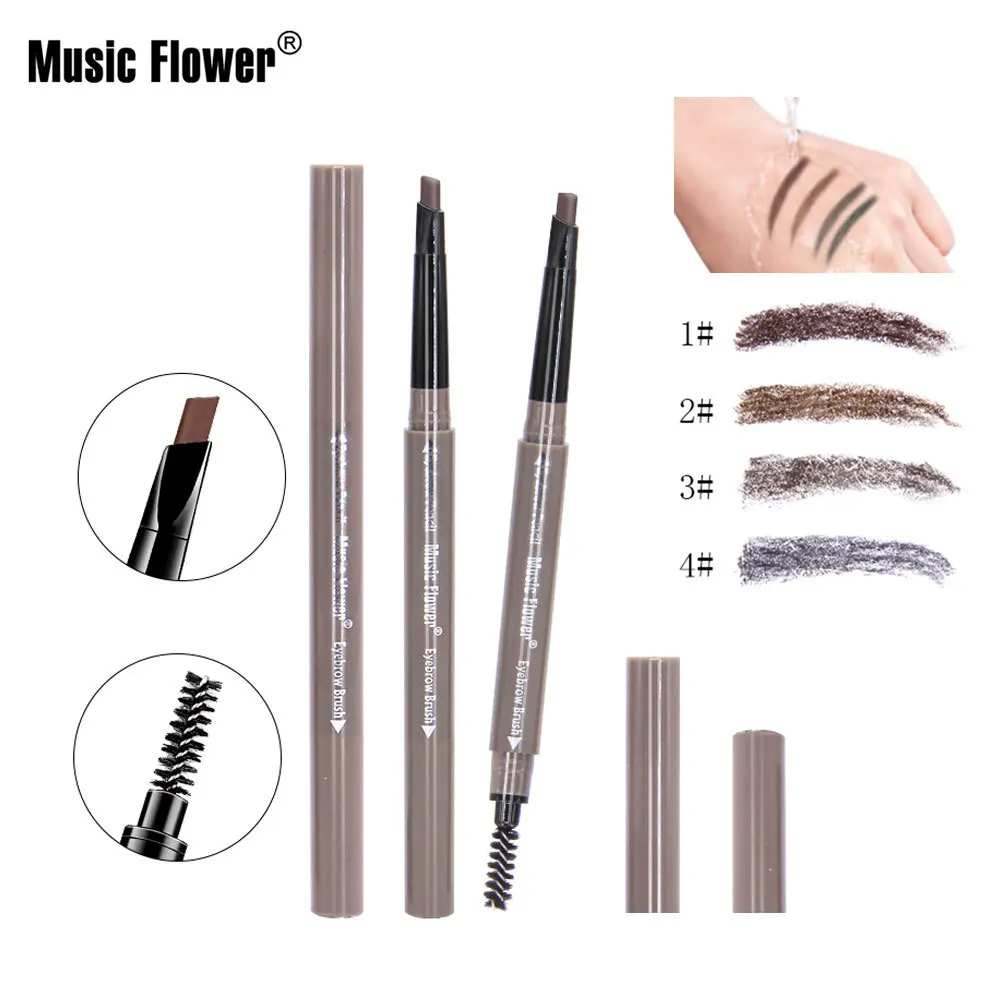 Music Flower Double-headed Automatic Makeup  Waterproof Not Easy to Dye Eyeliner Pen Eyebrow Pencil  Cosmetic Gift for Women