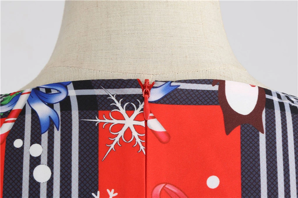 JAYCOSIN Elegant Women Christmas Dress Autumn Santa Claus Plaid Print Vintage Xmas Party Midi Dresses Plus Size Vestidos 918