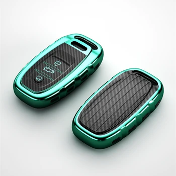 

TPU Carbon Fiber Grain Car Key Cover Protective Case For A1 A3 A4 A5 A6 A6L A7 A8 Quattro Q3 Q5 Q7 B6 B7 B8 2017 Car Accessories