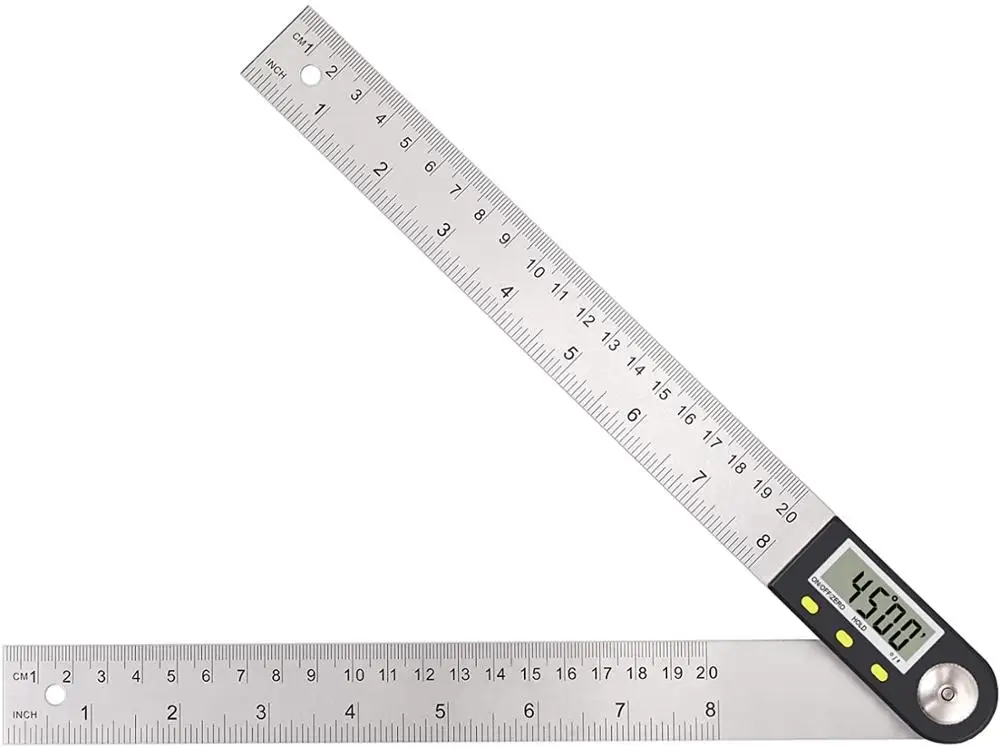 

Stainless Steel Digital Angle Finder Protractor Ruler with Data Holding Function for Woodworking Construction Repairing