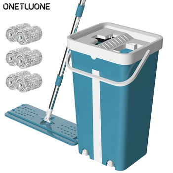 

New Magic Cleaning Mop And Bucket ,Avoid Hand Washing Microfiber Cleaning Cloth Kitchen Floor Clean Tools