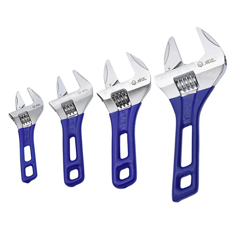 4/5/6/8" Adjustable Wrench Universal Short Handle Monkey Spanner Large Open Adjustable Spanners