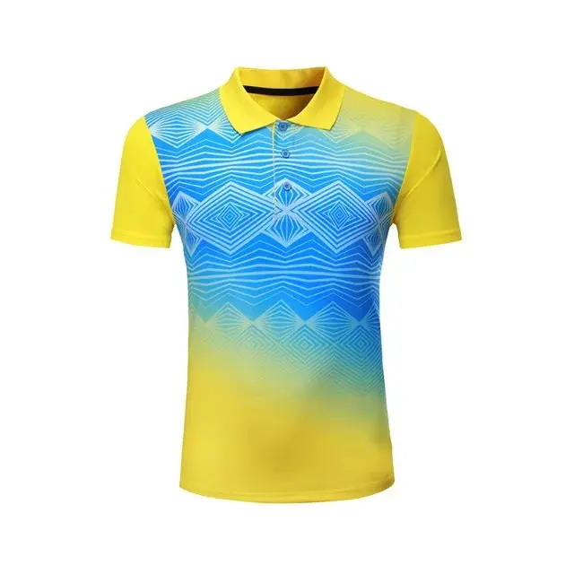 Professional team game custom Quick dry Badminton shirt Men/Women, Tennis t-shirts,sports golf Polo shirt, pingpong t-shirt - Цвет: 205 yellow