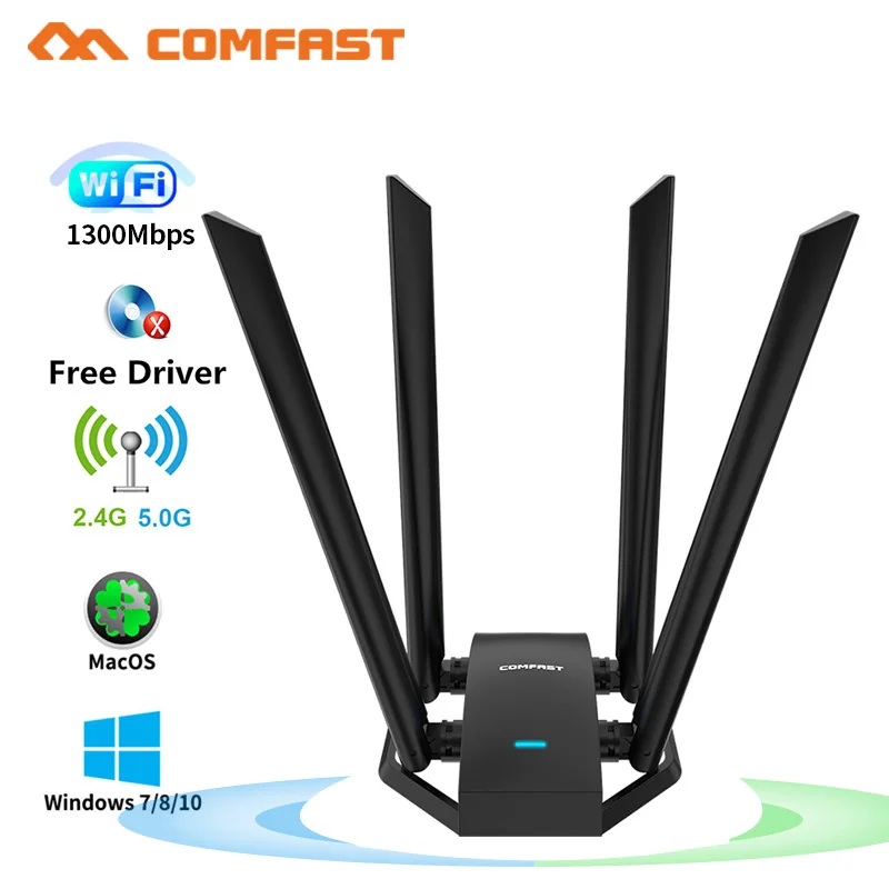 COMFAST USB3.0 Wireless Network Card 1300Mbps WiFi Dongle Adapter Dual Band 