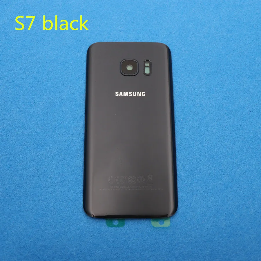 S7 black Новая задняя панель стеклянная задняя крышка батарейного отсека для samsung Galaxy S7 G930 G930F G930FD S7 Edge G935 G935F G935FD+ наклейки объектив камеры - Цвет: S7 black