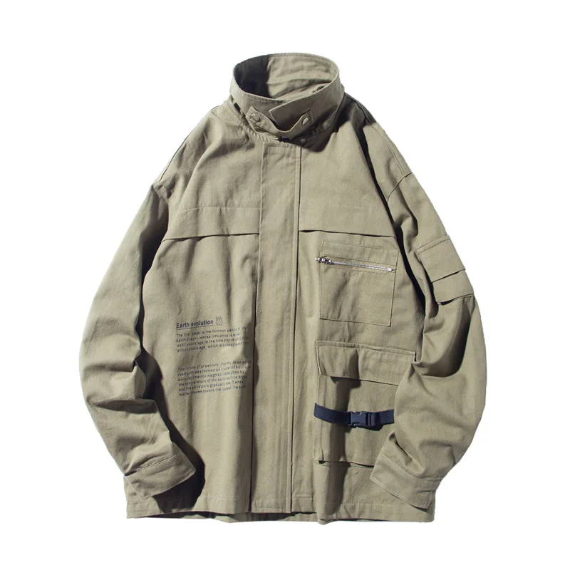 

Yi dao Vintage Autumn Origional Japanese-style Trend INS Retro Tooling Jacket Loose-Fit Multi-pockets Printed Coat Men's
