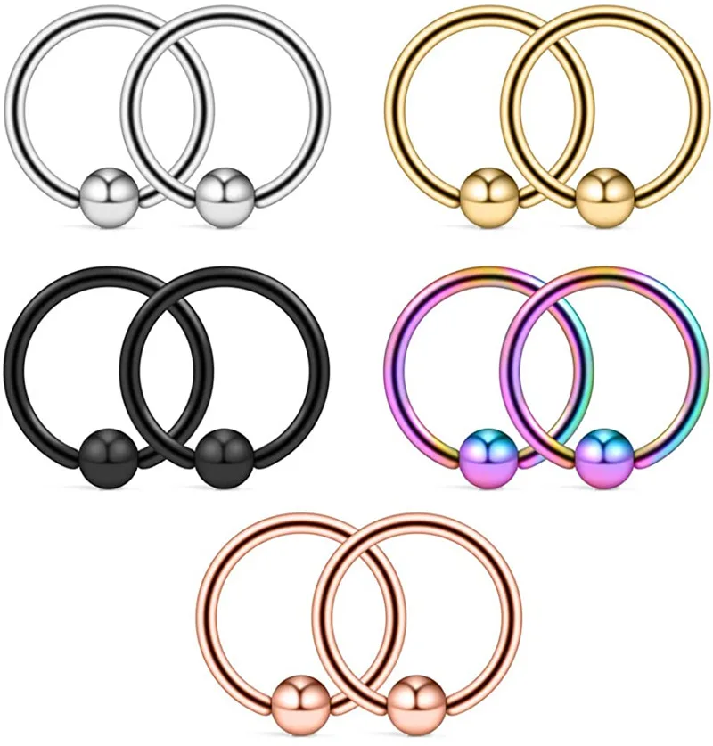 

10PCS 16G 316L Surgical Steel Captive Bead Nose Tragus Lip Nipple Belly Piercing Jewelry Rings