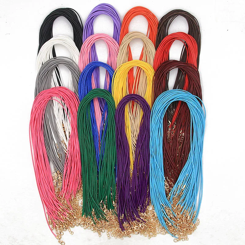 10PCS 1.5mm 16 Color Leather Cord Golden Lobster Clasp Adjustable Braided 45cm Rope For DIY Necklace Jewelry Making Findings 10PCS 1.5mm 16 Color Leather Cord Golden Lobster Clasp Adjustable Braided 45cm Rope For DIY Necklace Jewelry Making Findings