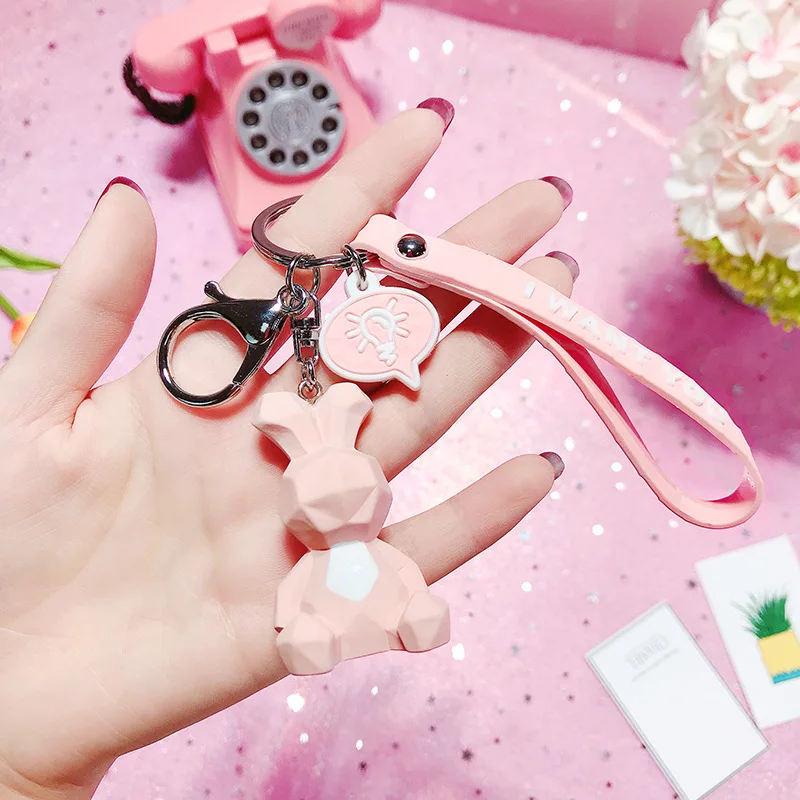 2019 New Fashion Cute Dinosaur Keychain Key Ring Fashion Cartoon PU Key Chain Creative Car Bag Phone Key Ring (11)