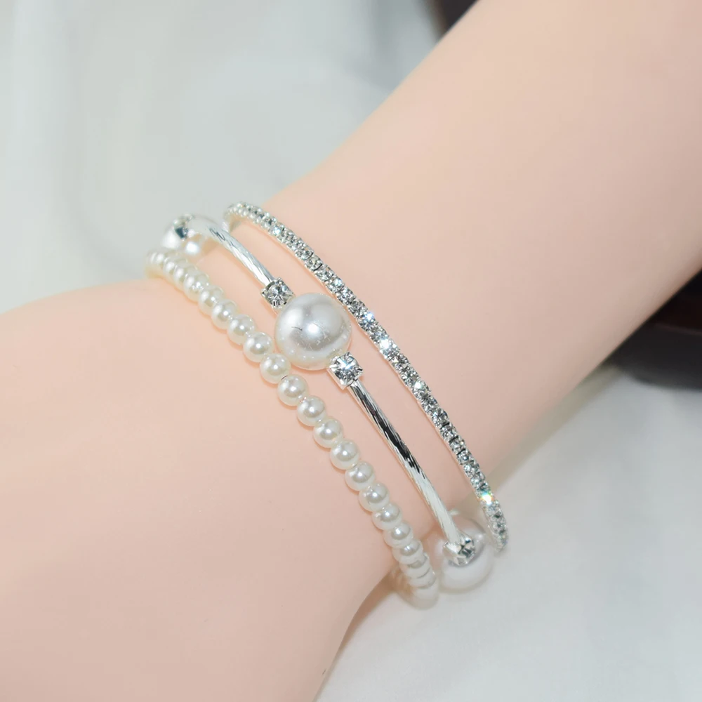 Crystal Pearl Bracelets for Ladies