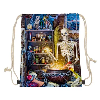 

Backpack Drawstring For Boys And Girls Halloween Giftbags Pumpkin Ghost Print String Backpack Sport Bags Bolsa De Deporte