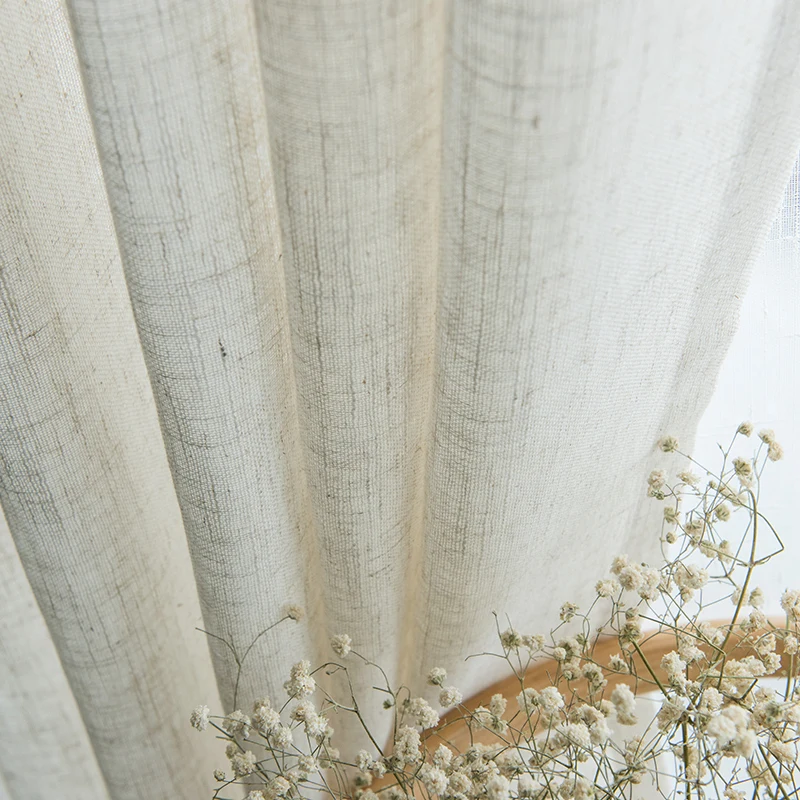 Sheer Curtains Modern Japanese Style Linen Thicken Wave Window Balcony Tulle Shading Screen