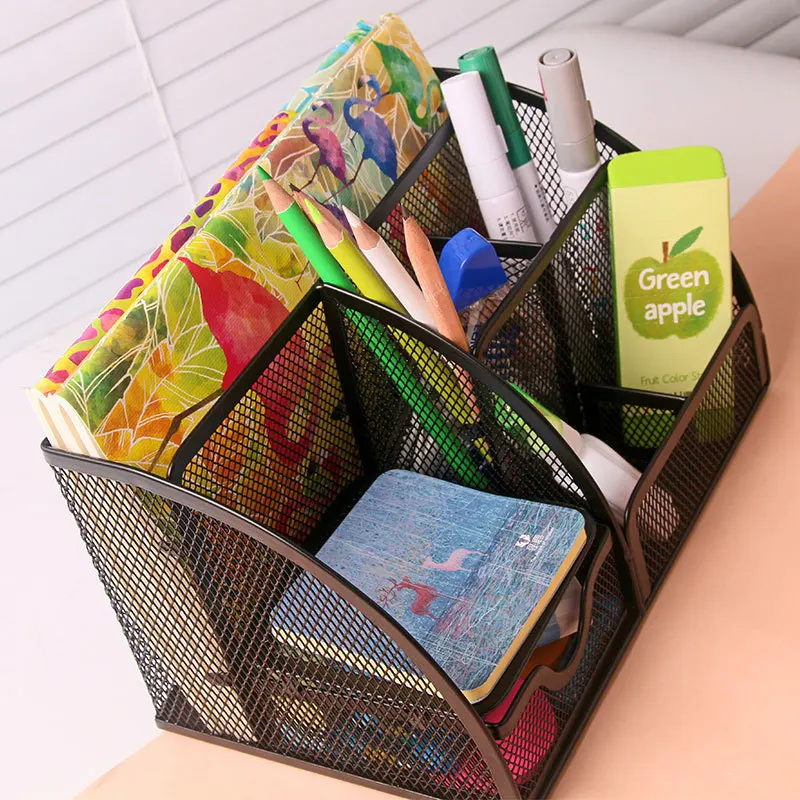 

Deli 9200 Office Supplies Multi-function Pen Container Storage Box Pen Container Pen Holder Metal Grid Pen Container