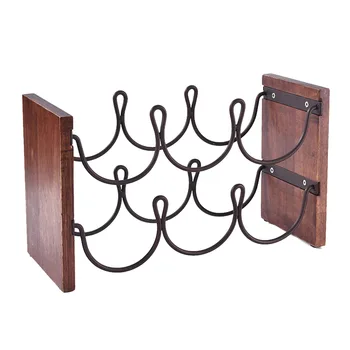 

6 Bottles Dining Room Vintage 2 Tier Wine Rack Free Standing Pantry Tabletop Home Bar Cabinet Countertop Storage Holder Shelf