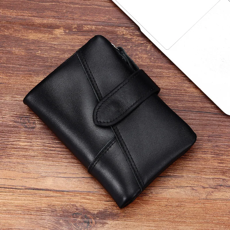 

MEN'S Wallet Short Clutch Fashion Purse RFID Cowhide Double Zipper Wallet