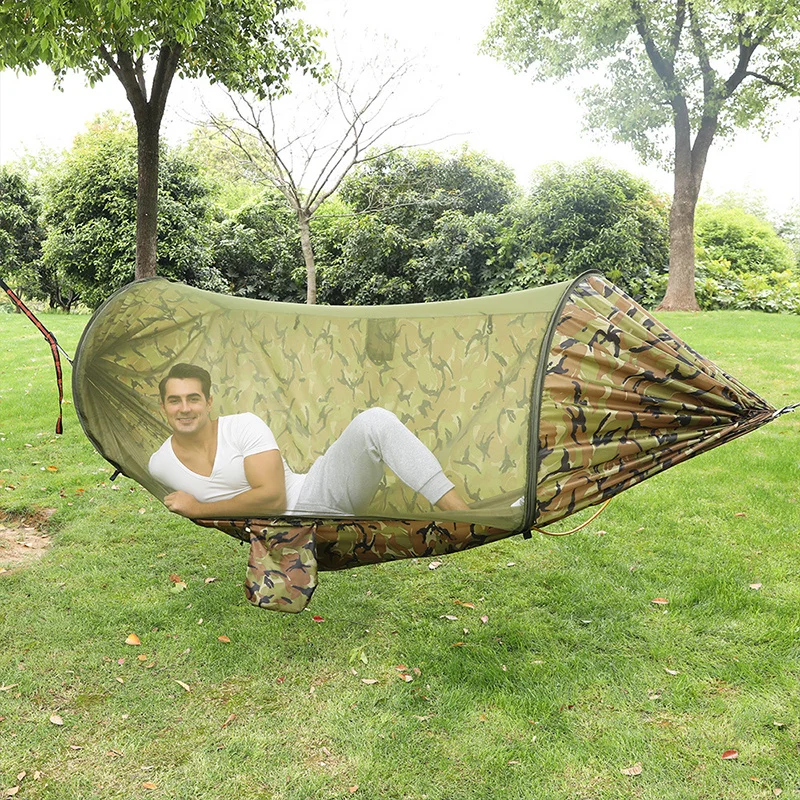 Camping Hammock with Mosquito Net High Strength 2 Person Portable Outdoor Parachute Fabric Hanging Bed Hunting Sleeping Swing_voghion.com