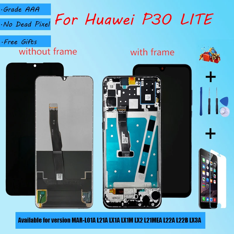 Для HUAWEI P30 lite Nova 4E MAR L01A L21A LX1A LX1M LX2 L21MEA L22A L22B LX3A Оригинальный ЖК экран в сборе с