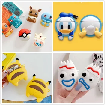 

3D Earphone Case For Airpods Case Cartoon Silicone Cute Bear Cover For Apple Air pods 2 Case For Earpods Case Headphone Strap 1