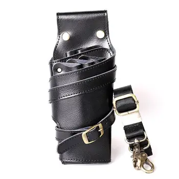 

PU Leather Pouch Scissors Bag with Strap Hair Stylist Pocket for Hairdresser LX9F