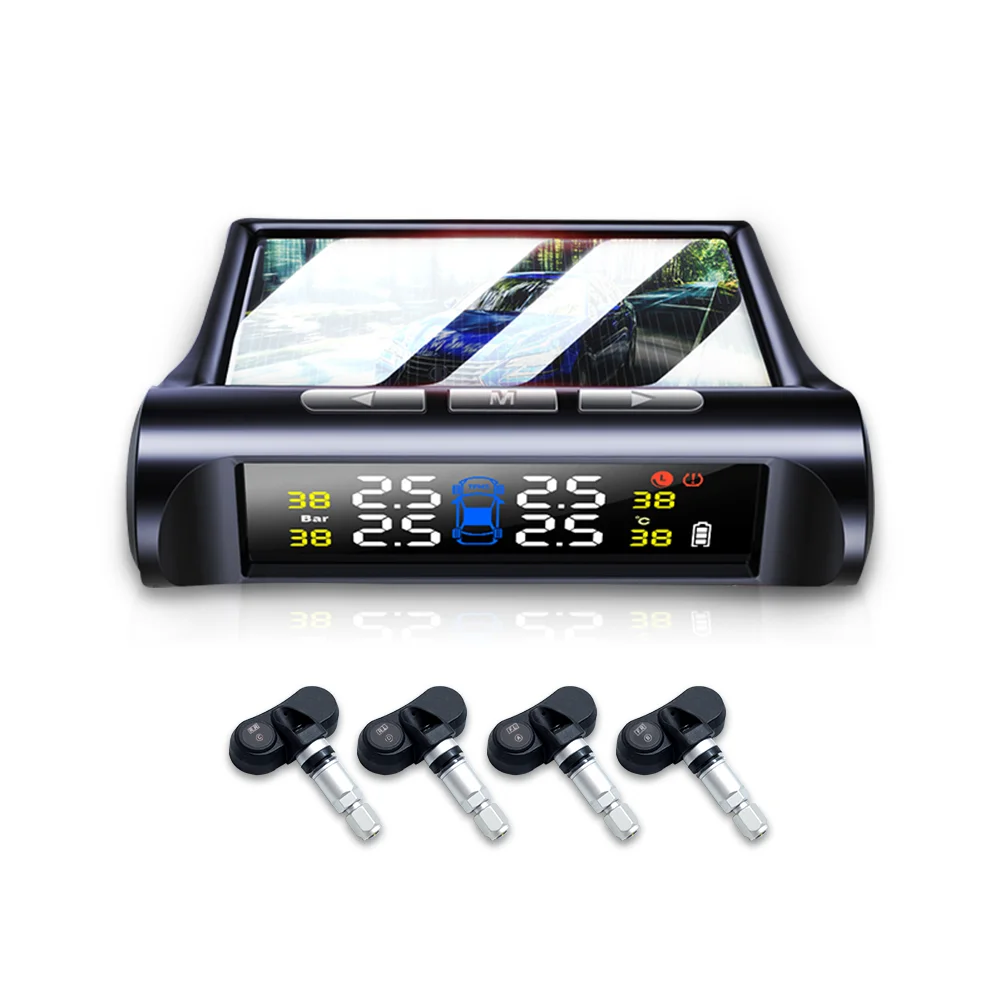 Система контроля давления в шинах со светодиодным дисплеем Tpms Sensorsolar, система безопасности автомобиля, интеллектуальное управление шинами, беспроводные голосовые подсказки, внутренние