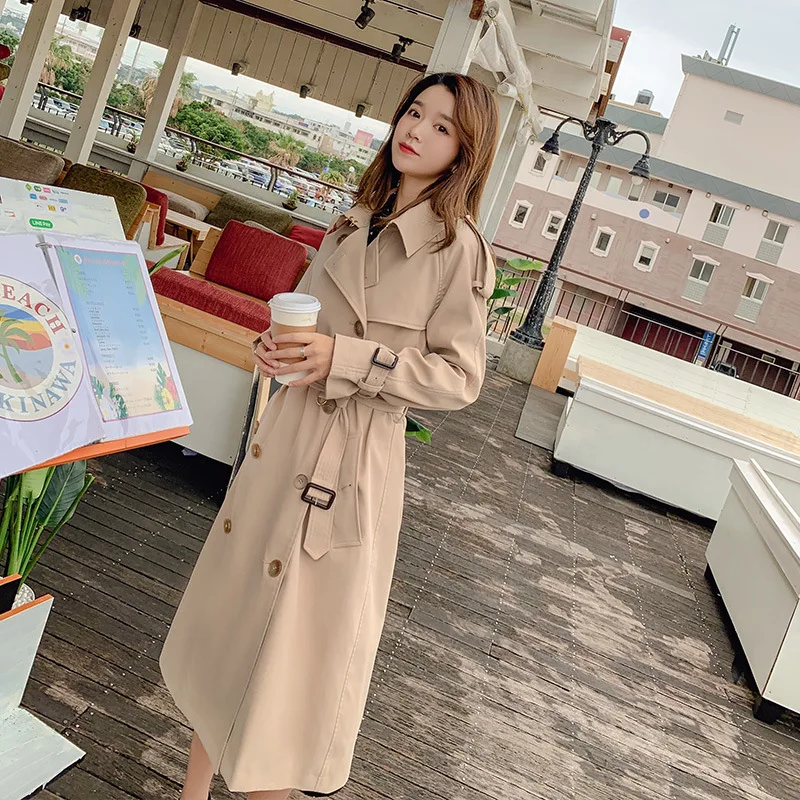 

Hxya0862 Trench Coat 2019 Autumn New Style Mid-length Slimming Slim Fit Versatile Fashion Korean-style over-the-Knee Overcoat