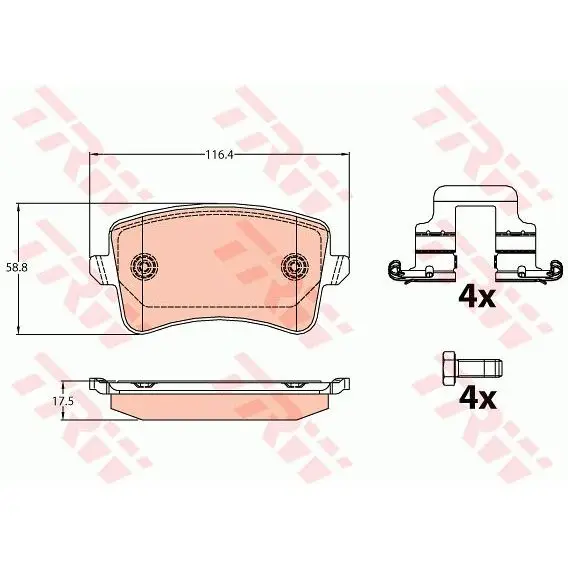 Колодки дисковые задние \ Audi A4/A5 1.8TFSi-3.2FSi/2.7TDi 07 TRW GDB2107