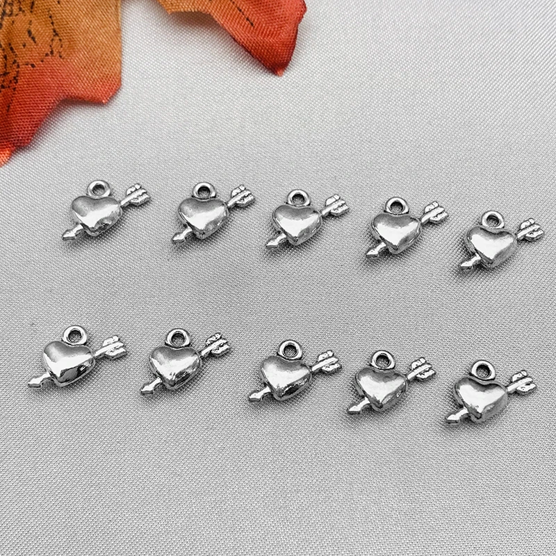 

10Pcs Alloy Silver Color Sweet Love Charm For Couple Jewelry Findings Making Pendants DIY Bracelet Earrings Necklace Accessories