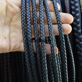 

D028 5m/lot approx 5.1mm black Genuine Braided Leather Cord For Jewelry Making Necklace Bracelet Craft Accessories Diy cow real