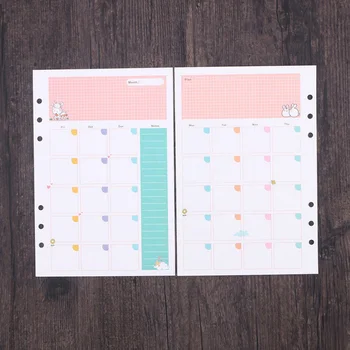 

2pcs Colorful A5 Size 6 Holes Loose Leaf Paper Filler Paper Refills for Spiral Notebook Monthly Planner Notepad (Monthly Plan Pa