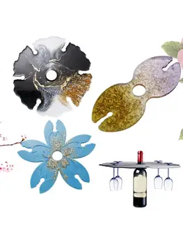 

Crystal Epoxy Resin Mold Wine Rack Tray Bracket Cup Holder Casting Silicone Mould DIY Crafts Making Tool