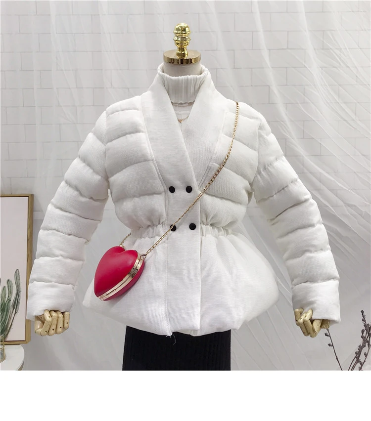 Cotton coat winter new V-neck waist slim cotton jacket